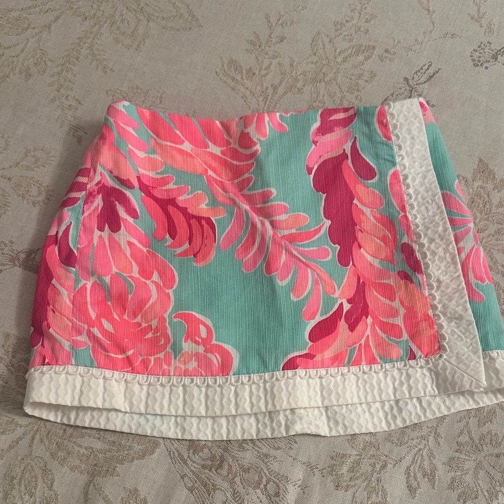 Lilly Pulitzer Pink and Green Floral Mini Skort